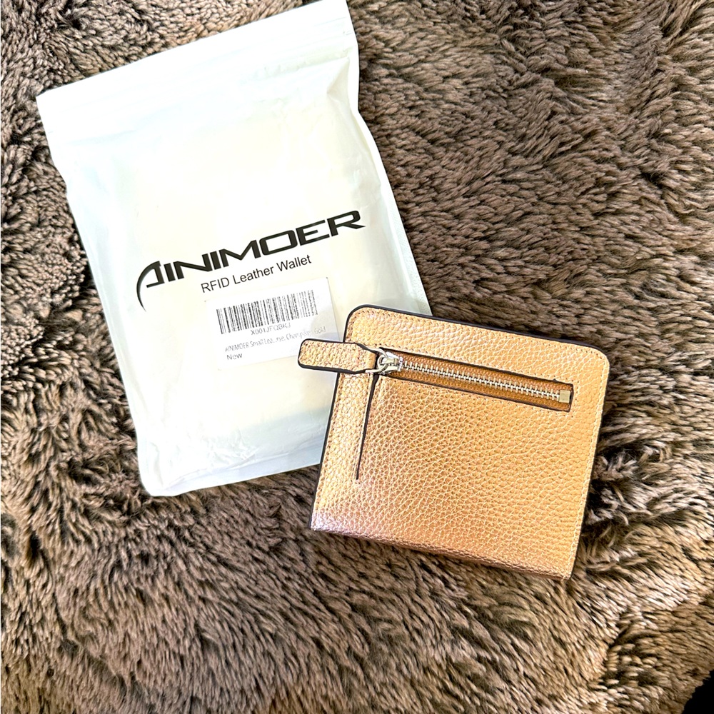 Rose gold leather wallet